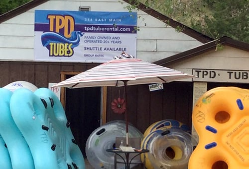 TPD tube stand located beside the east bridge in Lava Hot Springs