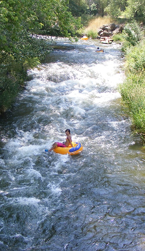 riding a TPD rental tube down the river